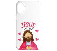 Carcasa para iPhone 16 Plus Christian Kids Jesus Loves Me God Niños Pequeños Niñas Adolescentes Jóvenes