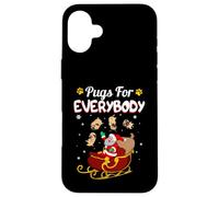 Carcasa para iPhone 16 Plus Christmas Pugs For Everybody Santa's Sleigh Pug Dog Lover