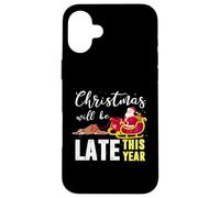 Carcasa para iPhone 16 Plus Christmas Will be Late This Year Faultier Santa Claus