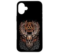 Carcasa para iPhone 16 Plus Ciervo Blanco Mitología vikinga Runas Espíritu nórdico