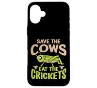 Carcasa para iPhone 16 Plus Cita Divertida Vegana - Eat The Crickets - Save The Cows