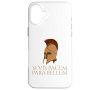 Carcasa para iPhone 16 Plus Cita Latina - Si Vis Pacem para Bellum - Casco Espartano