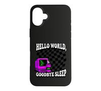 Carcasa para iPhone 16 Plus Coder Hello World Goodbye Sleep Computer Science Retro