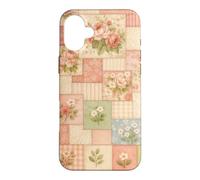 Carcasa para iPhone 16 Plus Colcha Rubor Vintage Rosa Floral Patchwork peonía Flores