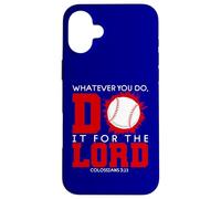 Carcasa para iPhone 16 Plus Colosenses 3:23-Hagas lo Que Hagas, hazlo por el Tema de béisbol del Señor