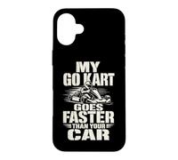 Carcasa para iPhone 16 Plus Conductor de Carreras de Go Kart Desgastado Mi Go Kart va más rápido Que