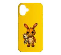 Carcasa para iPhone 16 Plus Conejo Kawaii Unicornio Espeluznante Lindo Conejo de Retazos de Halloween