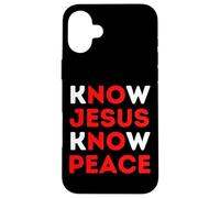 Carcasa para iPhone 16 Plus Conoce a Jesús Conoce la Paz Fe Cristiana Religiosa Navidad