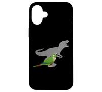 Carcasa para iPhone 16 Plus Conure de mejillas Verdes con T Rex Shadow Bird Lovers