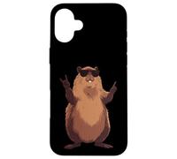 Carcasa para iPhone 16 Plus Cool Beaver Rock On Funny Animal Gafas De Sol Diseño