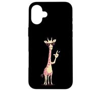 Carcasa para iPhone 16 Plus Cool Giraffe señalando Gafas de Sol Safari gráfico Icono