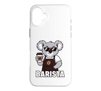 Carcasa para iPhone 16 Plus Cool Koala Barista Coffee Gráfico de Carrera