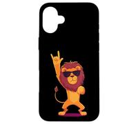 Carcasa para iPhone 16 Plus Cool Lion Rock On Funny Animal Lover Graphic Gafas de Sol