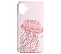 Carcasa para iPhone 16 Plus Coquette Jellyfish Pink Bow Pearls Soft Girl Aesthetic