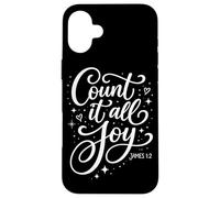 Carcasa para iPhone 16 Plus Count It All Joy James 1:2 Fe Cristiana Oración Religión