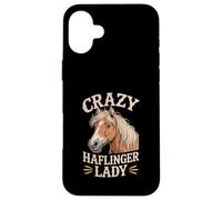Carcasa para iPhone 16 Plus Crazy Haflinger Lady Horse Lover Western Equestrian