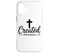Carcasa para iPhone 16 Plus Creado con propósito Cruz Cristiana Inspiración de fe