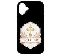 Carcasa para iPhone 16 Plus Cruz Cristiana ortodoxa Oriental Oriental para Mujer y niña Floral