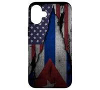 Carcasa para iPhone 16 Plus Cuba American Roots Cuban USA Flag Black