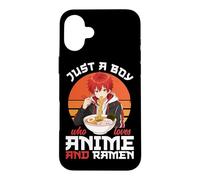 Carcasa para iPhone 16 Plus Cuenco de Fideos japoneses Just A Boy Who Loves Anime y Ramen