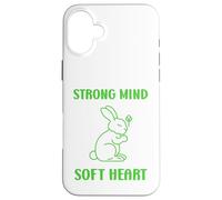 Carcasa para iPhone 16 Plus Cute Animal Quote Strong Mind Soft Heart Mental Health