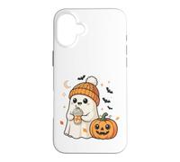 Carcasa para iPhone 16 Plus Cute Ghost Pumpkin Spice Latte Temporada de otoño