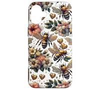 Carcasa para iPhone 16 Plus Cute Heart and Flower Pattern For Women with Honey Bees