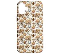 Carcasa para iPhone 16 Plus Cute Heart Honey Bee Accessories For Women Flower Pattern