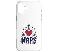 Carcasa para iPhone 16 Plus Cute I Heart Naps Design for Moms, Sleepy Girl Funny Mom
