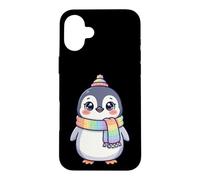Carcasa para iPhone 16 Plus Cute Kawaii Penguin Rainbow Beanie Scarf Winter