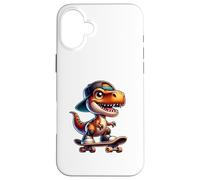 Carcasa para iPhone 16 Plus Cute T-Rex Skateboard Baby Dinosaur Cartoon for Kids