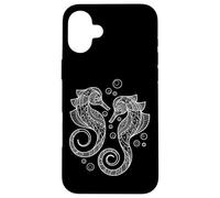 Carcasa para iPhone 16 Plus Cute Womens Girls Two Mandala Pattern Seahorse Lover