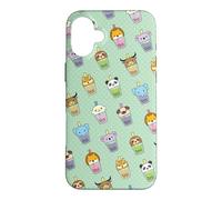 Carcasa para iPhone 16 Plus Cute Womens Kids Girls Kawaii Bubble Boba Tea Animals