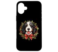 Carcasa para iPhone 16 Plus Cute Wreath Christmas Bernedoodle Dog Lover