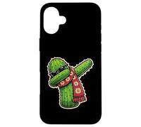 Carcasa para iPhone 16 Plus Dabbing Cozy Cactus Usando Bufanda Hilo Amante Fibra Artista