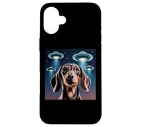 Carcasa para iPhone 16 Plus Dachshund Dog Alien UFO Dachshund Decoración Niños Divertido Dachshund