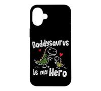 Carcasa para iPhone 16 Plus Daddysaurus es mi héroe, Lindo Doodle para niños, papá, Amantes de los Dinosaurios