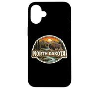 Carcasa para iPhone 16 Plus Dakota del Norte Souvenir Vacation Memorabilia Badge State Trip