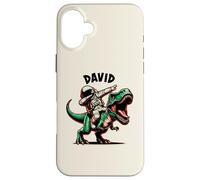 Carcasa para iPhone 16 Plus David Dabbing Astronauta en un Dinosaurio Dibujos Animados