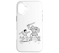 Carcasa para iPhone 16 Plus David & Goliat Lucha - Niños Fe Colorear Biblia Historia Arte
