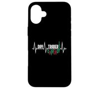 Carcasa para iPhone 16 Plus Day Trader Heartbeat Pulse Line EKG Trading Lovers Inversores