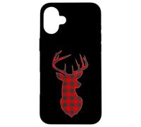 Carcasa para iPhone 16 Plus Deer Plaid Red Reindeer Buck Christmas Xmas