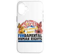 Carcasa para iPhone 16 Plus Derechos Humanos Fundamentales para Niñas Retro Floral Rainbow