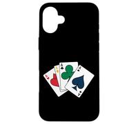 Carcasa para iPhone 16 Plus Desgaste del Estilo del Casino del póquer de los Naipes de Cuatro ases Que