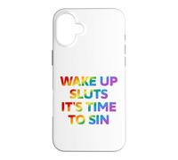 Carcasa para iPhone 16 Plus Despierta es Hora de pecar Texto Divertido del Arco Iris