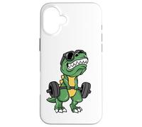 Carcasa para iPhone 16 Plus Dinosaurio T-Rex Brazos Cortos Divertido Halterofilia Dino T Rex