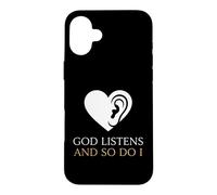 Carcasa para iPhone 16 Plus Dios Escucha y yo también Consejero Cristiano