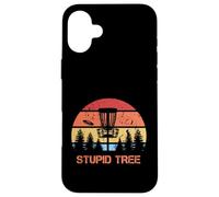 Carcasa para iPhone 16 Plus Disc Golf Stupid Tree Vintage Disc Sport Frisbee Saying
