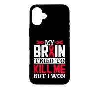 Carcasa para iPhone 16 Plus Diseño de Cinta MY Brain Tried TO Kill ME Pero I Won