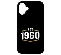 Carcasa para iPhone 16 Plus Diseño de cumpleaños de 1960 Estilo Vintage Establecido en 1960